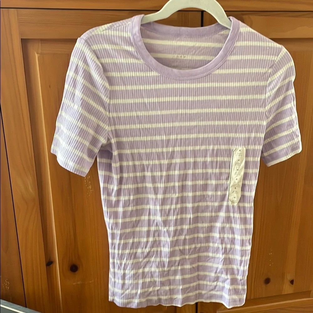 Striped Purple Tee 💜🤍 - Picture 4 of 13